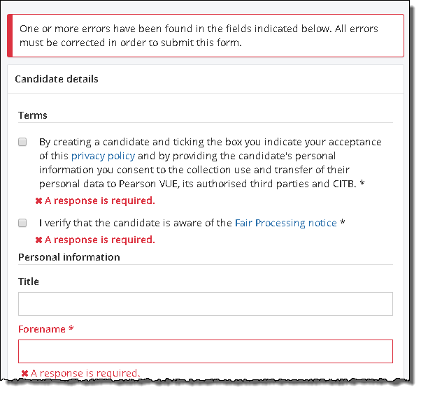 One or more errors have been found in the fields indicated below. All errors must be corrected in order to submit this form.